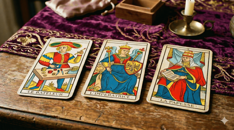 image sur des carte de tarot de marseille